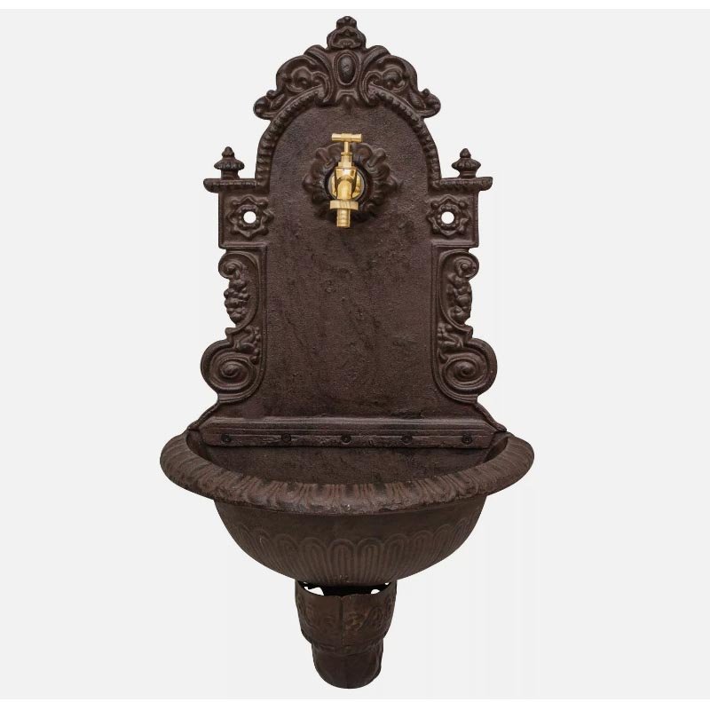 Cast Iron Metal Garden Water Fountain Spigot Wash Basin