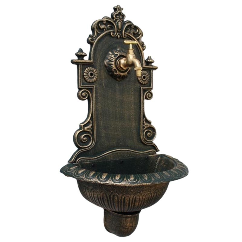 Cast Iron Metal Garden Water Fountain Spigot Wash Basin