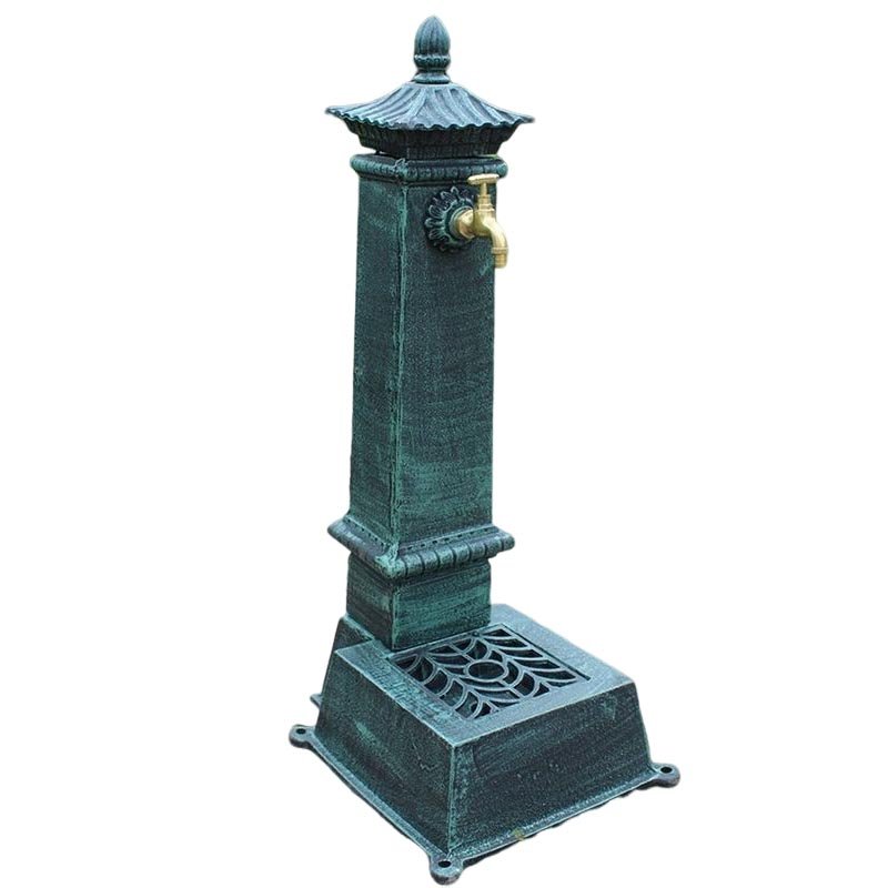 Cast Iron Pillar Garden Water Fountain Spigot Wash Basin